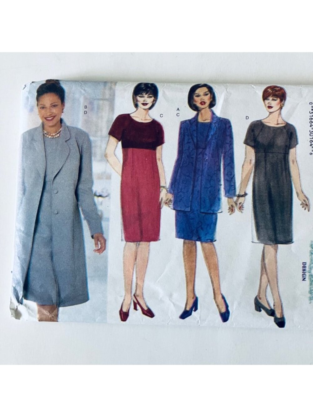 1990s Butterick 6221 Sz 16W-20W Delta Burke A-line Dress & Jacket Pattern UC